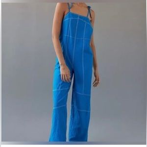 Urban Outfitters Harley Linen Backless Tie Overalls